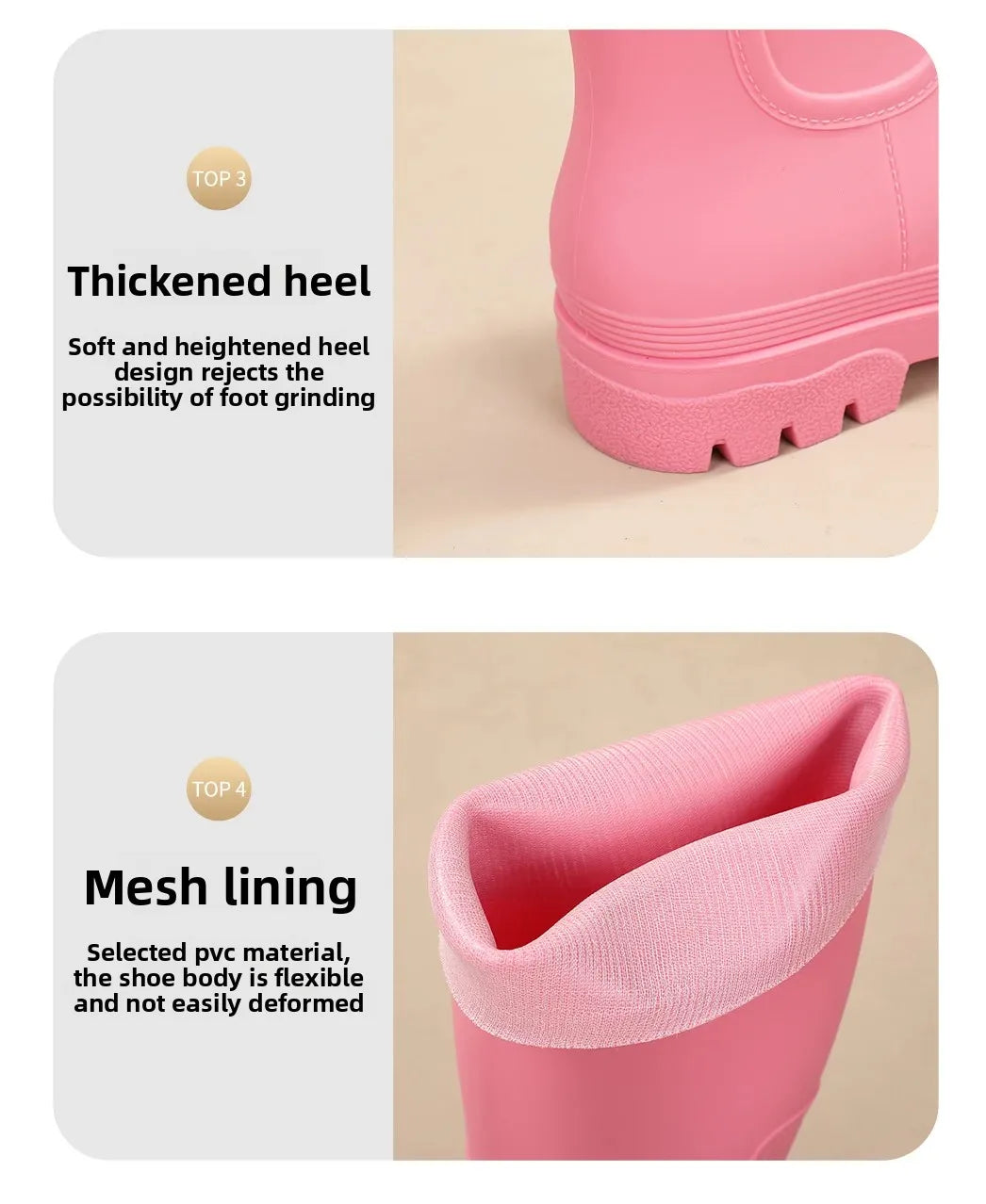 Fashionable High-Tube Women's Rain Boots Anti-Slip Waterproof Kitchen Water Shoes Long Tube PVC Material Adult Slip-Resistant Sh