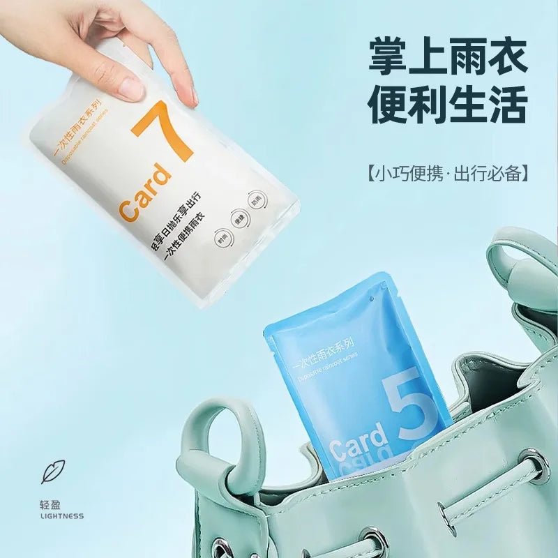 Adult PE disposable and portable rain card poncho for outdoor tour climbing fishing colorful raincoat