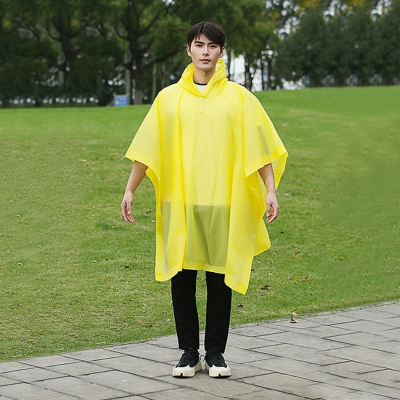 Disposable raincoat, cloak style three in one thick raincoat, suitable for camping, fishing, hiking, and trekking.