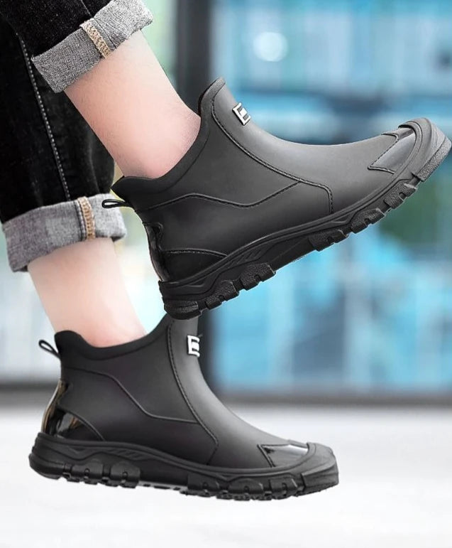 Big Size Waterproof Rain Boots for Men High Quality Ankle Wellies Designer Without Lacing New Wide Toes Original Adult Man Shoes