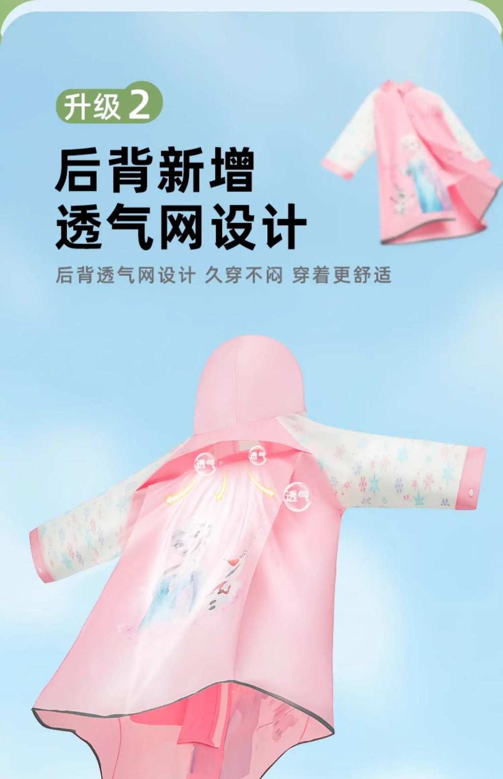 Disney Kids Raincoat Wateproof Children Elsa Spider-Man Rain Poncho Rain Coat Jacket with Backpack Position Student RainWear