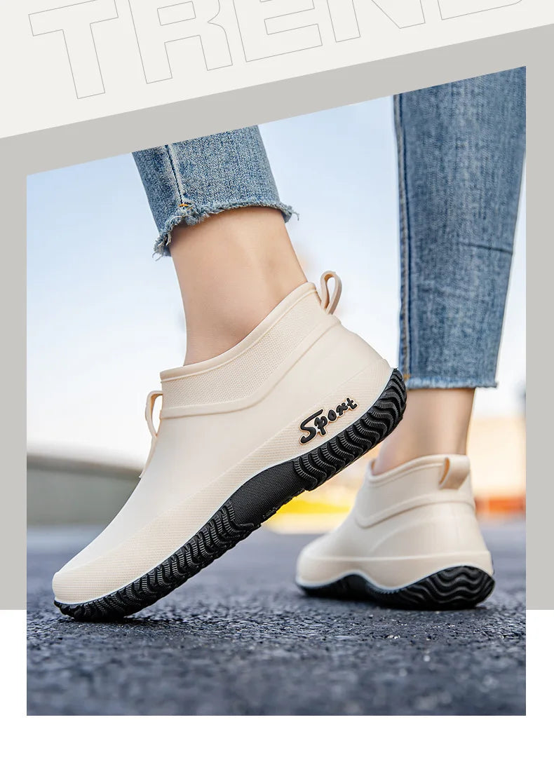 Leisure thick soled waterproof outdoor wear-resistant women's short tube water shoes daily casual rain boots
