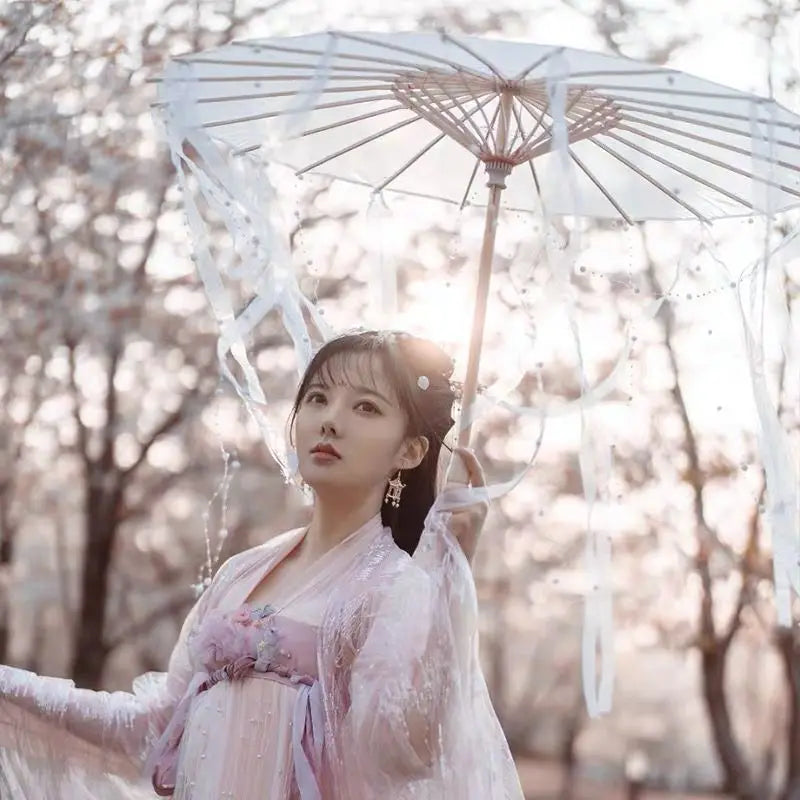 LED Yarn Silk Cloth Lace Decorative Umbrella Beach Parasol Princess Chinese Japan Umbrella Drama Craft Umbrella Cosplay