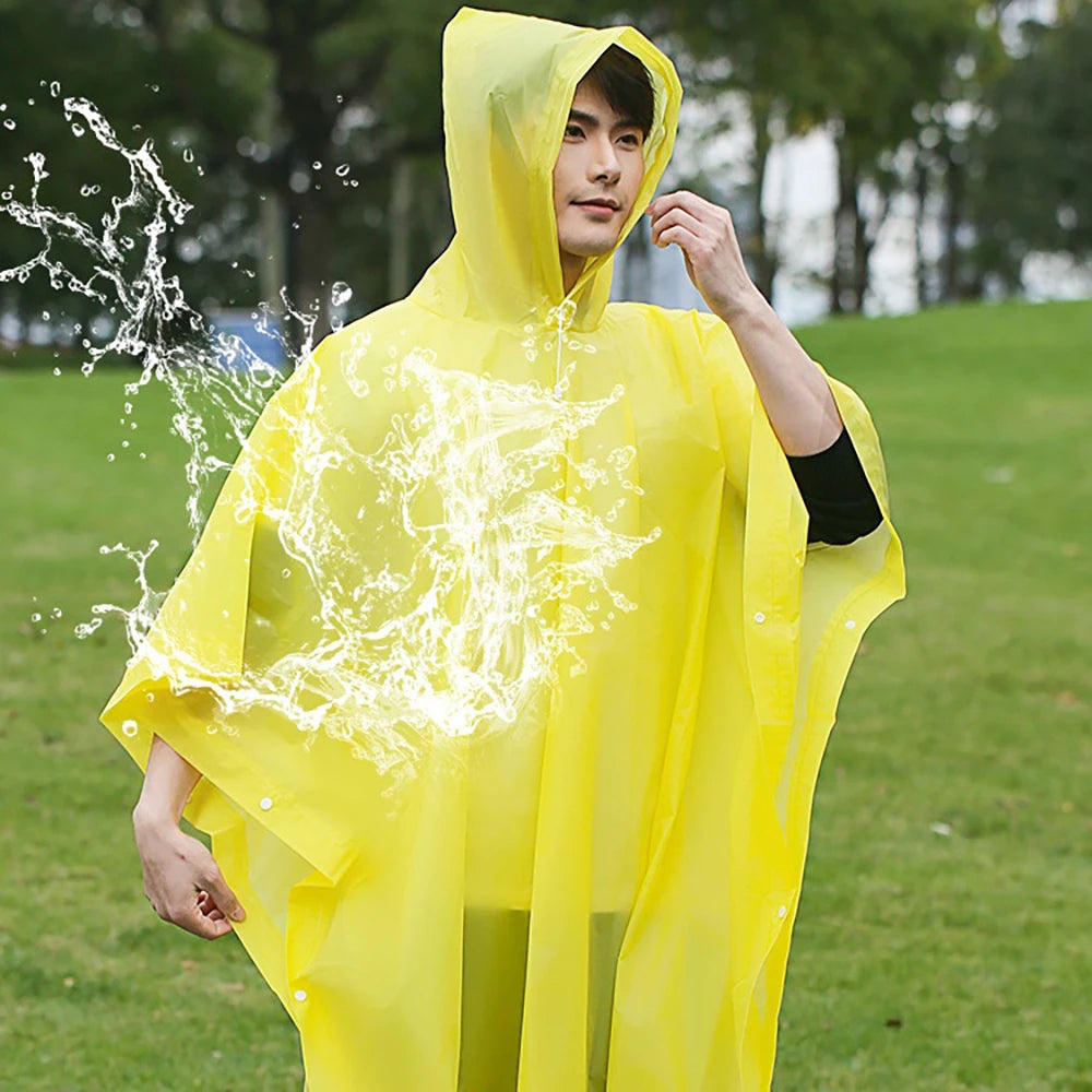 Disposable raincoat, cloak style three in one thick raincoat, suitable for camping, fishing, hiking, and trekking.