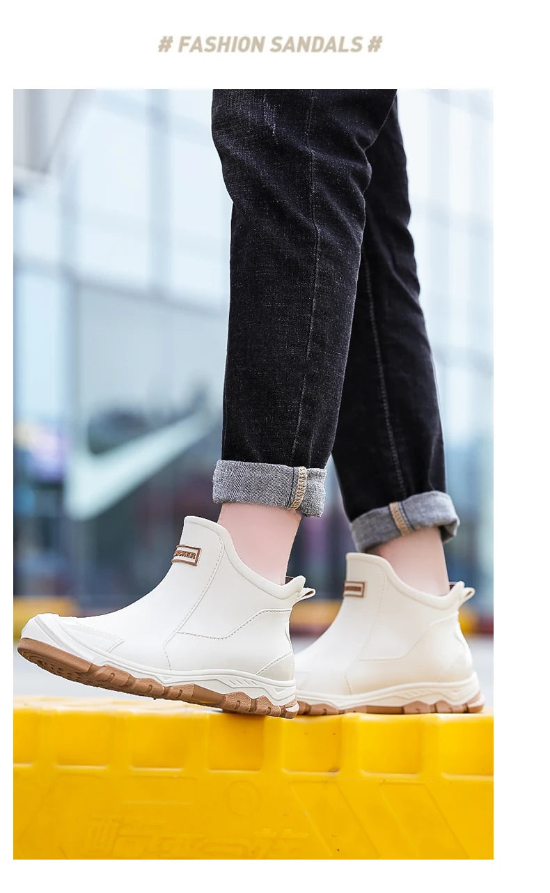 New Outdoor Non-slip Light Shoes Men Rain Boots Waterproof Rubber Fishing Shoes Durable Waterproof Rubber Fishing Shoes