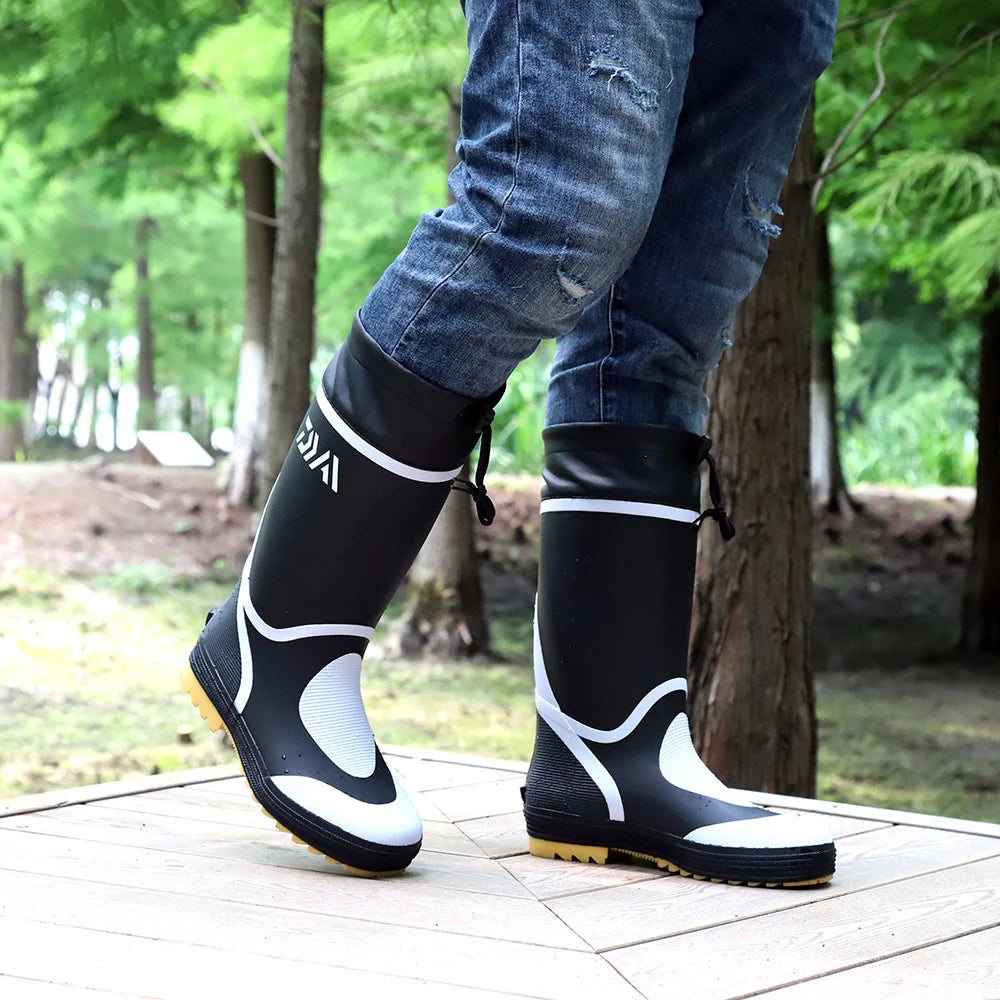 Men's Spring Summer New Mid-High Tube Breathable Rubber Warm Waterproof Faionable Comfortable Anti-Slip Rain Boots