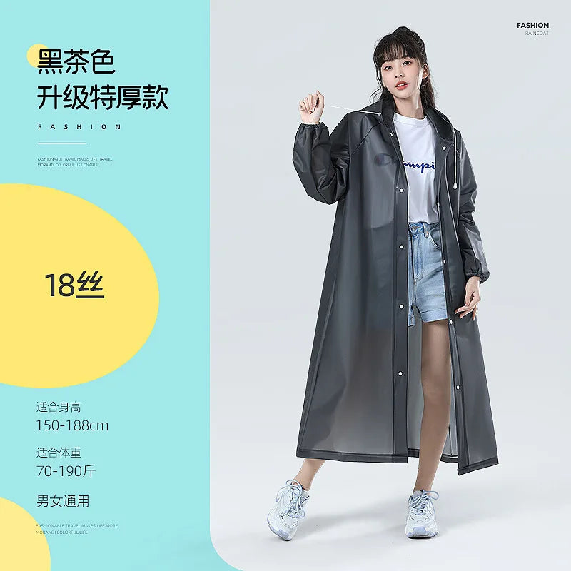 【Reusable EVA Raincoat】Transparent One-Piece Poncho for Adults Portable Outdoor Rainwear Eco-Friendly Waterproof EVA Material