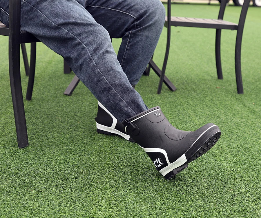 Thiened Fce Lined Rubber Rain Boots Men's Mid-Calf Warm Waterproof Non-Slip Fiing Boots Cold Resistant Booties