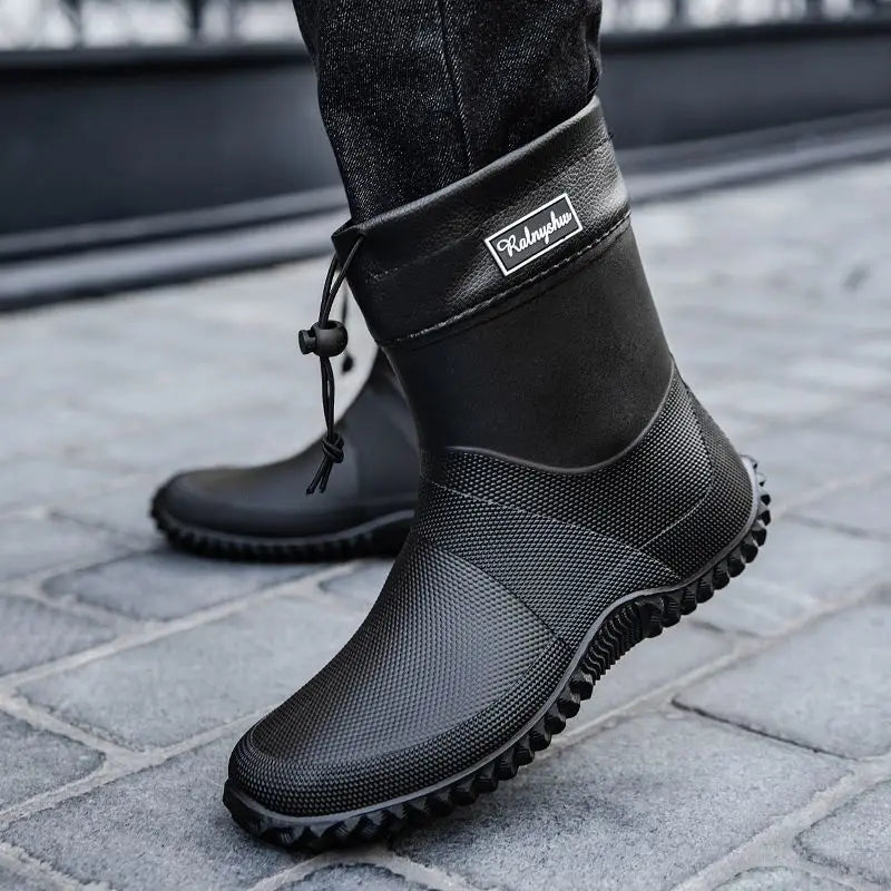 Waterproof Short Rain Boots for Men Chef Kitchen Wear-resistant Garden Wellies Low-heel Work Outdoor Original Summer Man Shoes