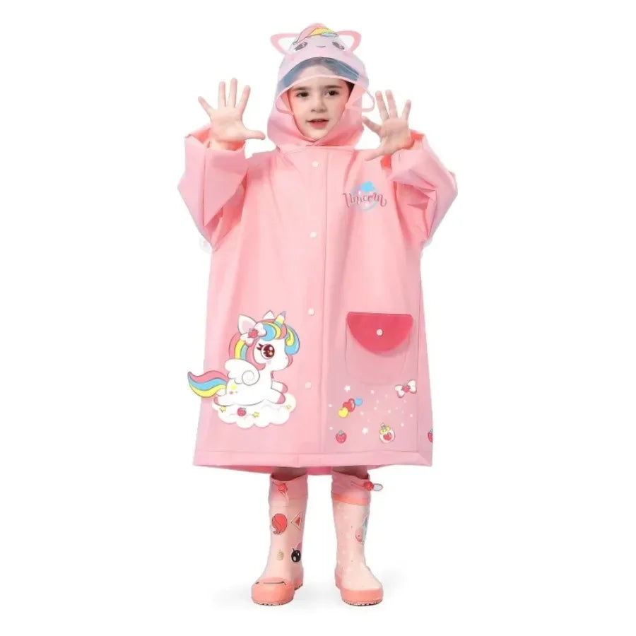 1PC Children's Raincoat - for Girls & Boys, Suitable for Kindergarten, Preschool & Elementary School, with Backpack Space