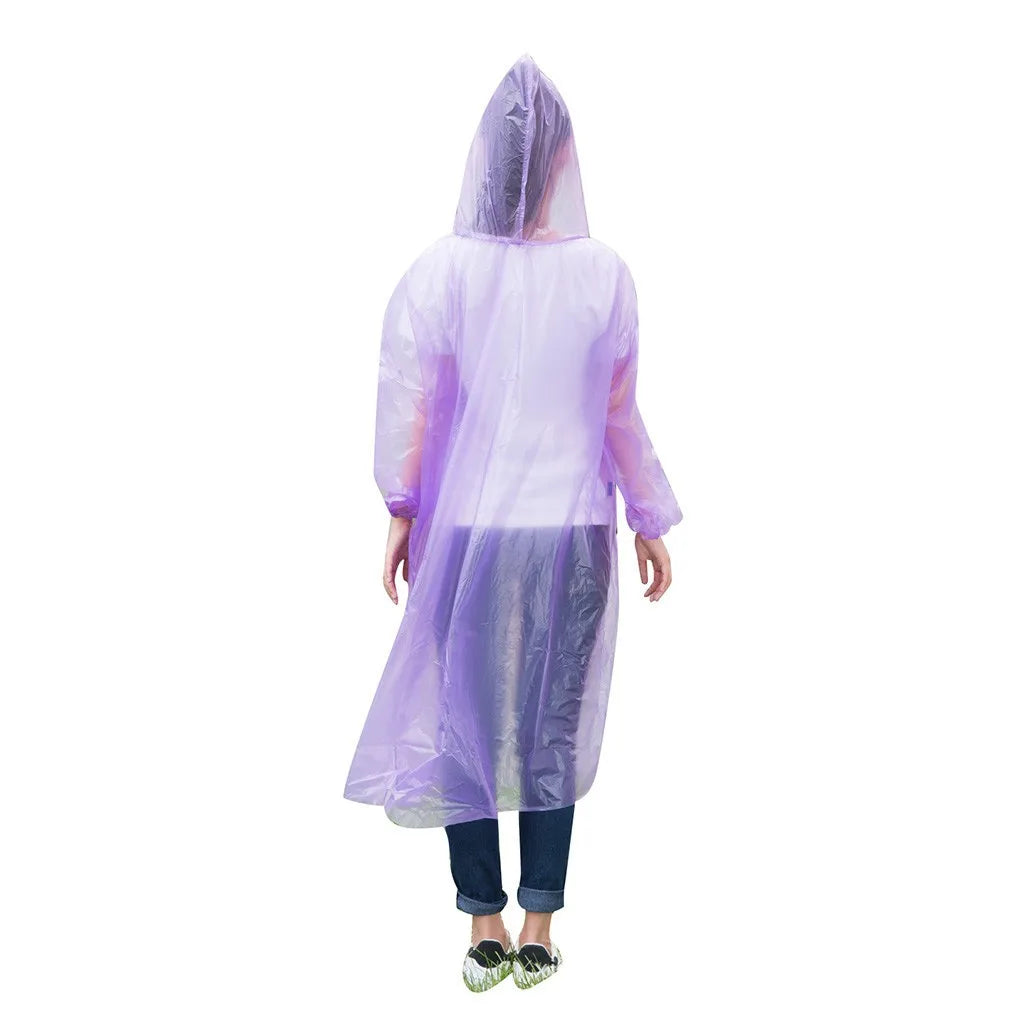 1pc Disposable Rain Ponchos Emergency Raincoat with Hood Clear Raincoat for Men Women Traveling Outdoor Camping Hiking Walking