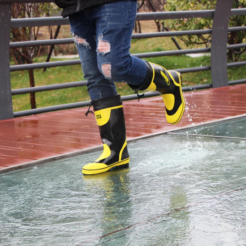 Men's Spring Summer New Mid-High Tube Breathable Rubber Warm Waterproof Faionable Comfortable Anti-Slip Rain Boots