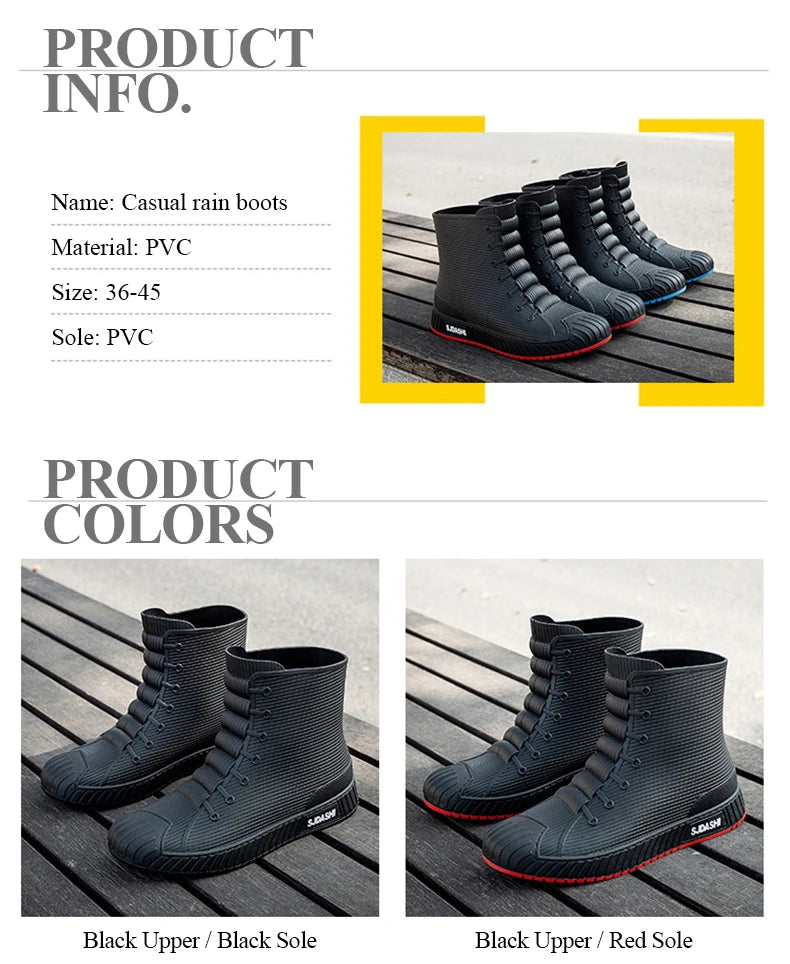 Rain Boots For Men Women Summer Casual Mid-calf Waterproof Shoes Winter Lining With Fleece Warm Anti-slip Wear-resistant Outdoor