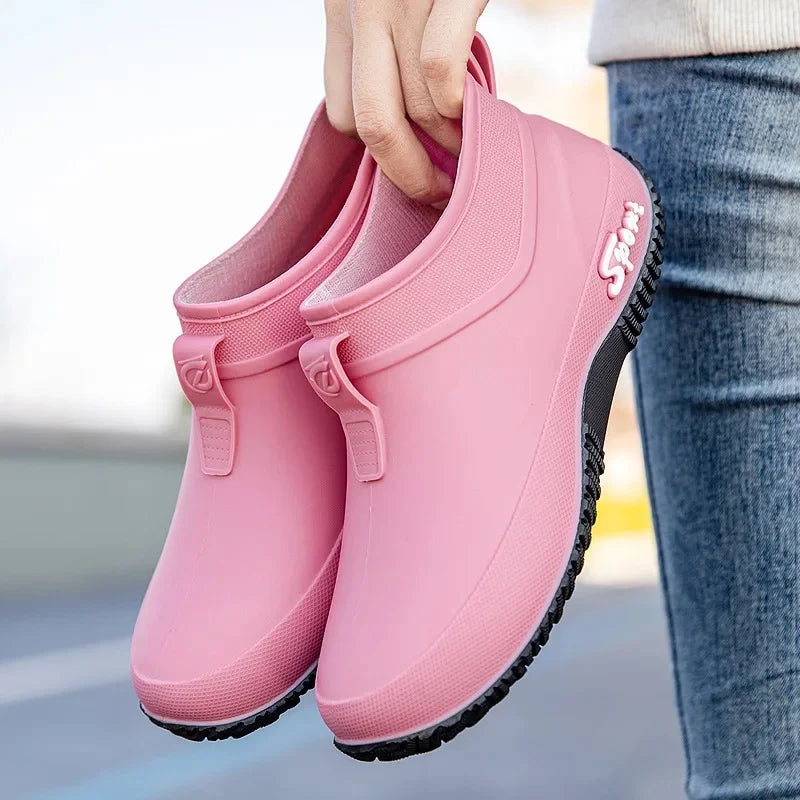 Leisure thick soled waterproof outdoor wear-resistant women's short tube water shoes daily casual rain boots