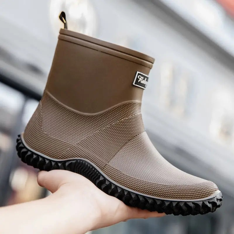 Waterproof Short Rain Boots for Men Chef Kitchen Wear-resistant Garden Wellies Low-heel Work Outdoor Original Summer Man Shoes