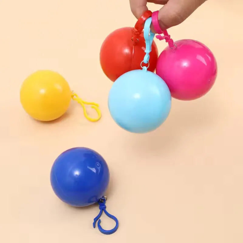10/1Pcs Mini Portable Raincoats Ball Colorful Disposable Thicken Rain Ponchos Emergency Waterproof Rainwear Cape Keyring Balls