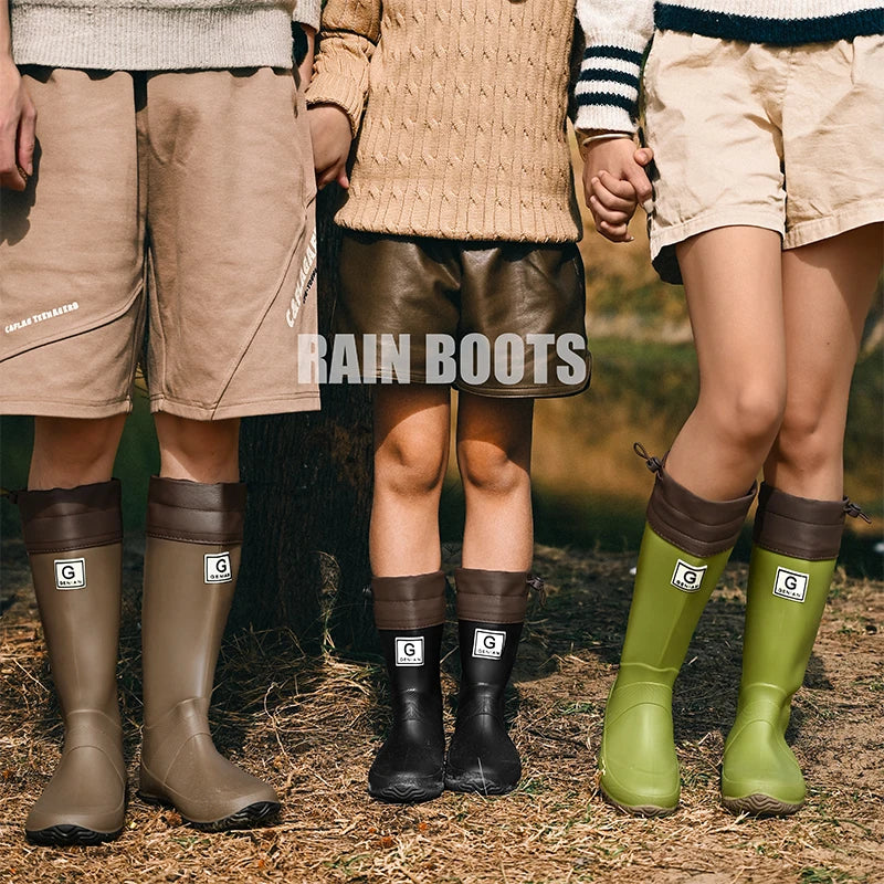 Fashionable Man&Women's Short Sleeve Rain Shoes  Non-slip Rain Boots Fleece Lined For Adults outdoor Work Shoes