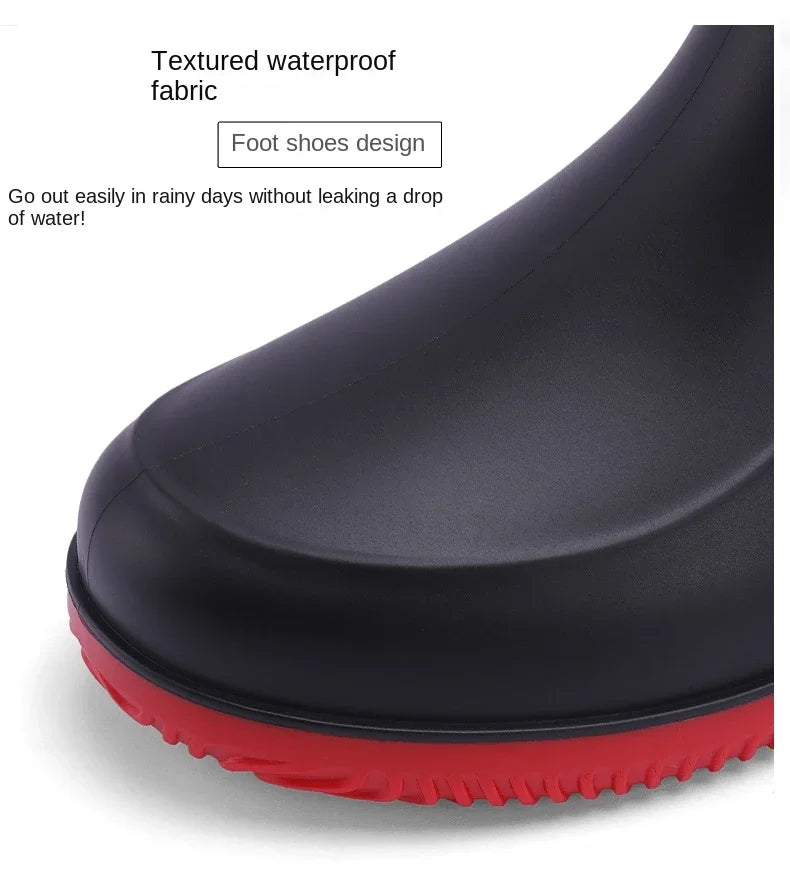 Men Rain Boots Non-slip Light Hiking Rain Shoes Slip on Waterproof Outdoor Leisure Rubber Fishing Shoes Work Water Shoes