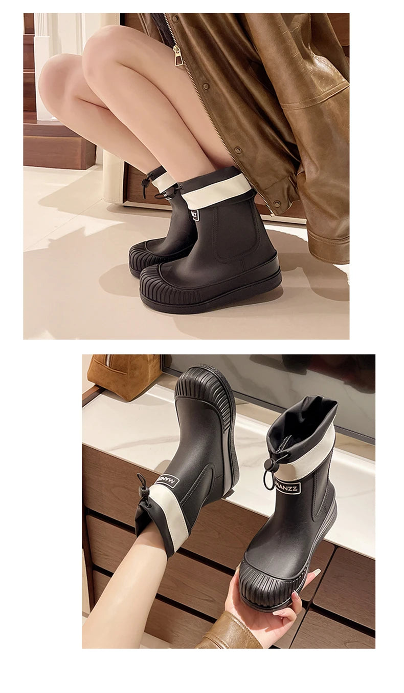 Lady Rain Boots Fashion Non-slip Soft Comfort Waterproof Rain Boots Women Outdoor Hiking School Rainy Days On Foot Camping