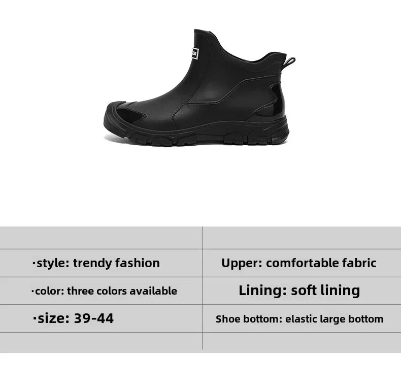 Waterproof Cross-Border Men's Rain Shoes Fashionable Short Socks Thickened Warm Rubber Work Anti-Slip Fishing Kitchen Rain Boots