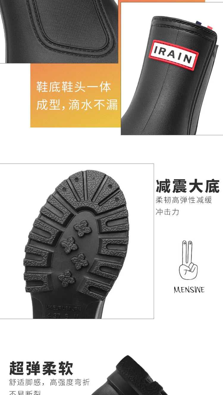 1 Pair of Women's Short Rain Boots Pvc Non-Slip Water Shoes Outdoor Waterproof Shoes Women's Fashionable Water Boots