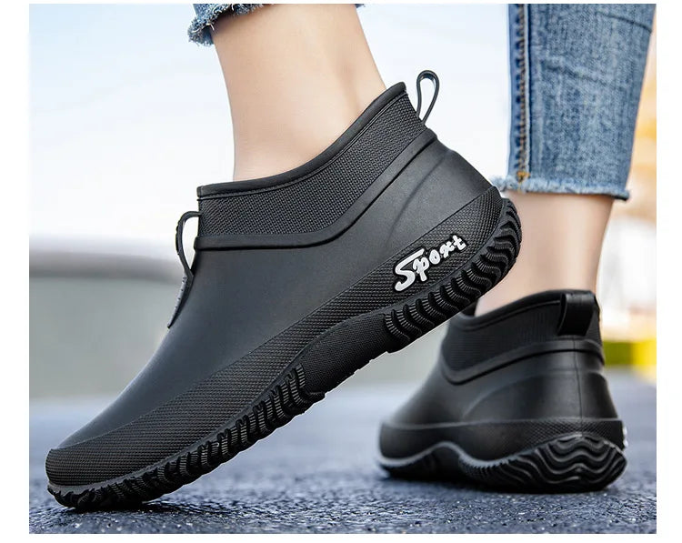 German Sle Women's Rain Boots Anti-Slip Low Cut ort Tube Kitchen Workwear Resistant to Wear Waterproof PVC oes