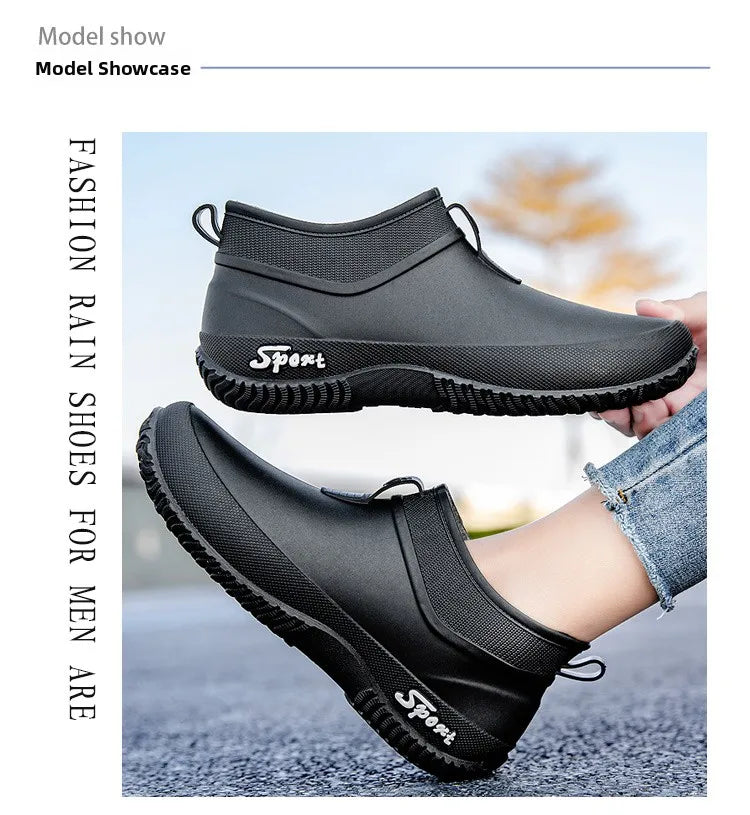 German Sle Women's Rain Boots Anti-Slip Low Cut ort Tube Kitchen Workwear Resistant to Wear Waterproof PVC oes