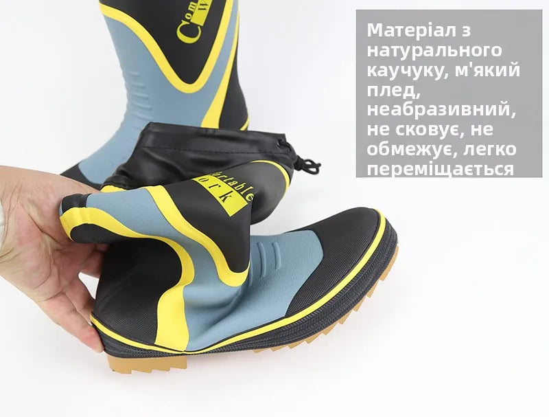 Men's Spring Summer New Mid-High Tube Breathable Rubber Warm Waterproof Faionable Comfortable Anti-Slip Rain Boots