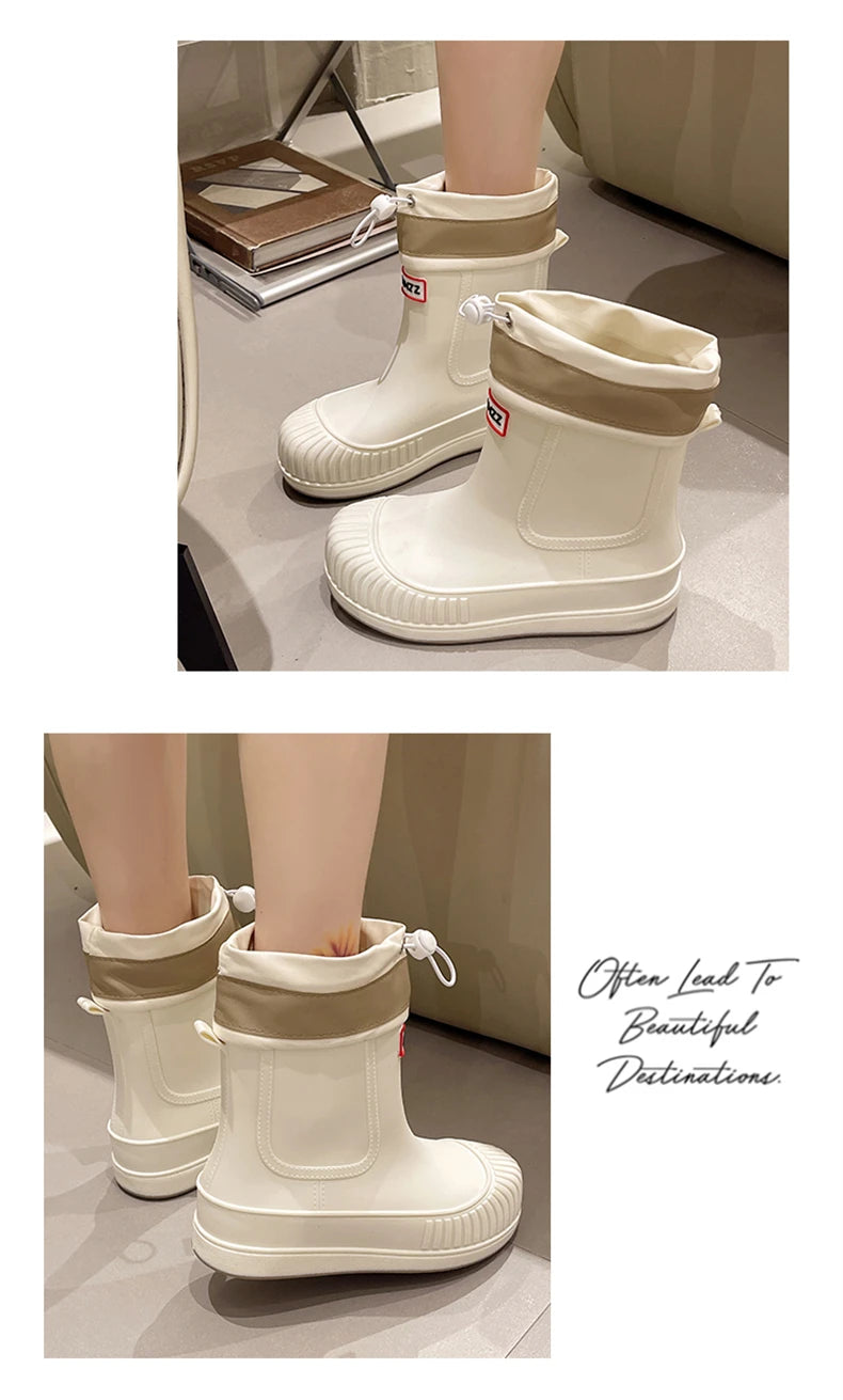 Lady Rain Boots Fashion Non-slip Soft Comfort Waterproof Rain Boots Women Outdoor Hiking School Rainy Days On Foot Camping