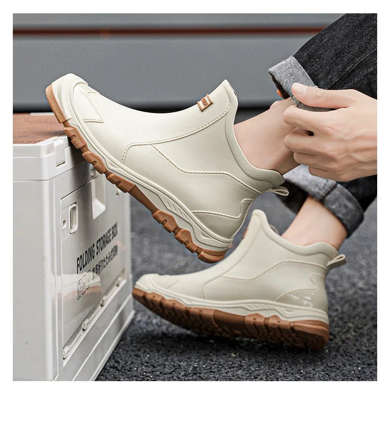 Waterproof Cross-Border Men's Rain Shoes Fashionable Short Socks Thickened Warm Rubber Work Anti-Slip Fishing Kitchen Rain Boots