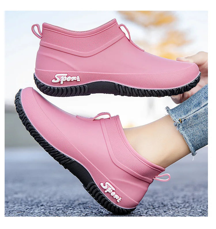 German Sle Women's Rain Boots Anti-Slip Low Cut ort Tube Kitchen Workwear Resistant to Wear Waterproof PVC oes