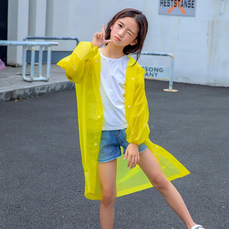 Children Rain Poncho Non-Disposable Travel Rain Gear Coat Outdoor Hiking Accessories Child Raincoat Kids Rainwear Waterproof