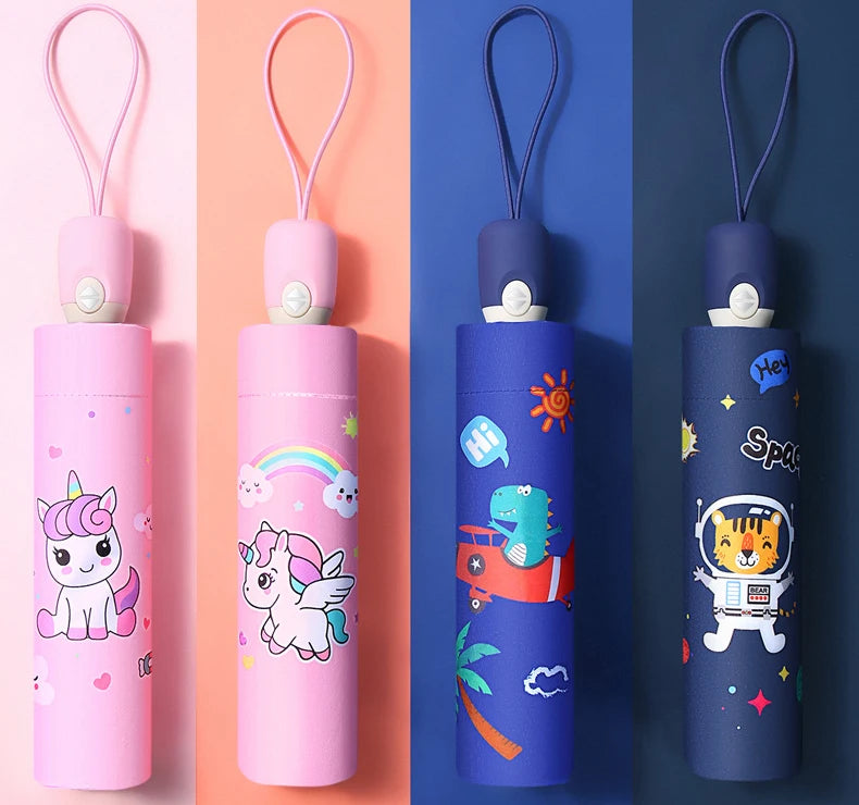 Folding Umbrella,Cute Unicorn,dinosaur,Spaceship Little Tiger,Fashion Sunscreen Umbrella,Reflective stripe design umbrella