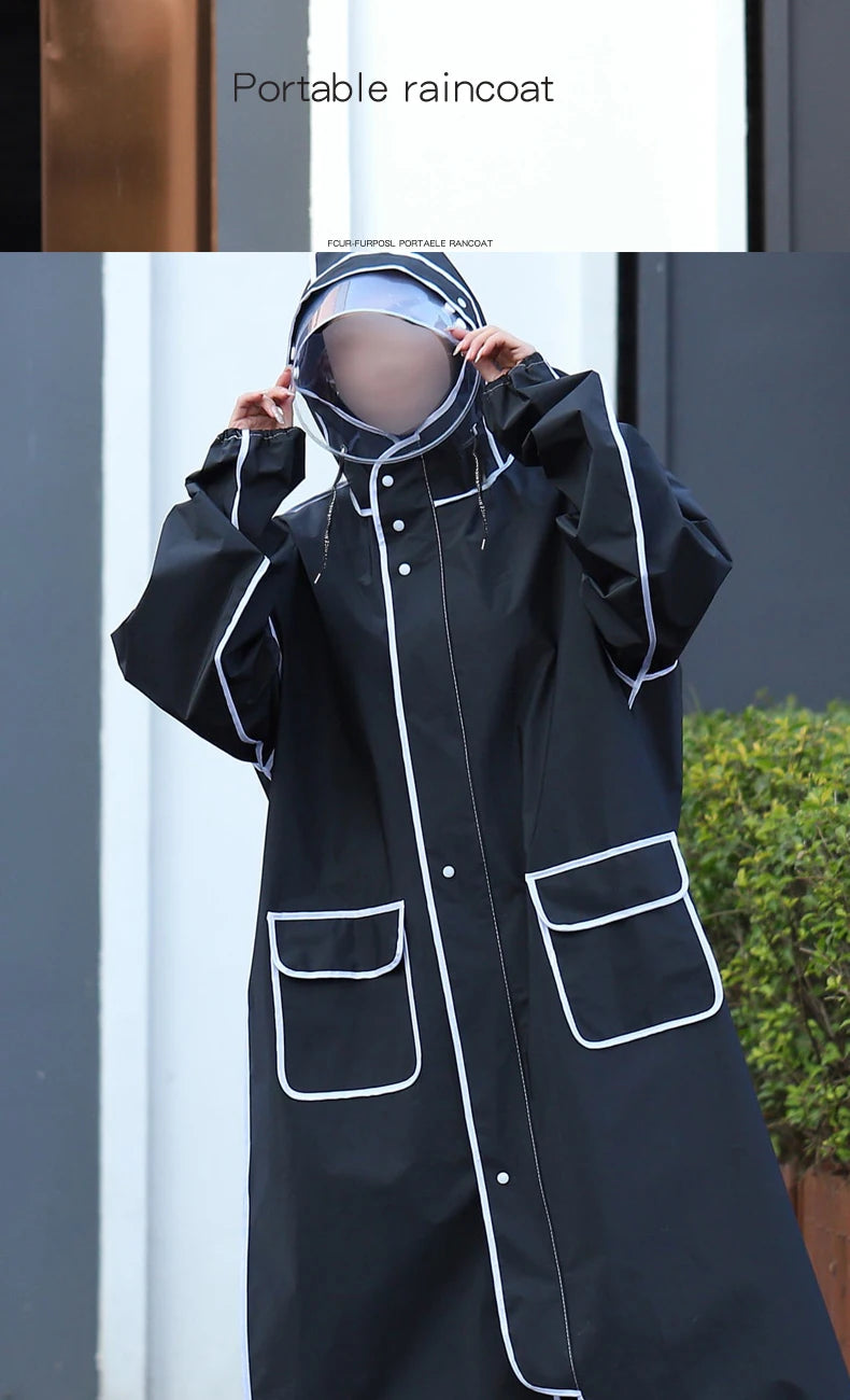 Long raincoat full body rainstorm proof electric bicycle single female male fashion student battery bike adult poncho