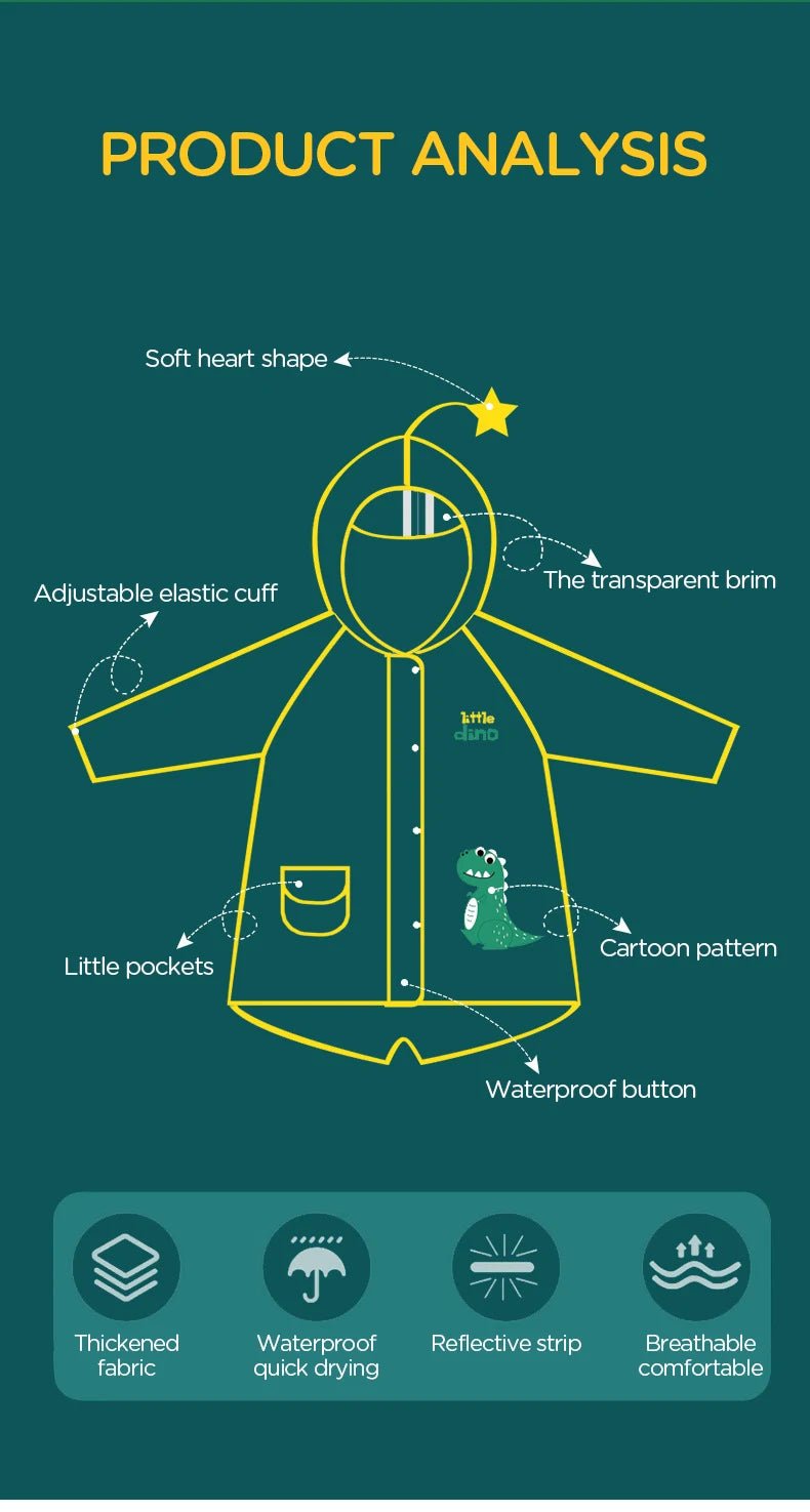 New Children's Transparent Poncho Waterproof Kindergarten Rainwear Children's Raincoat Boys And Girls Medium Length