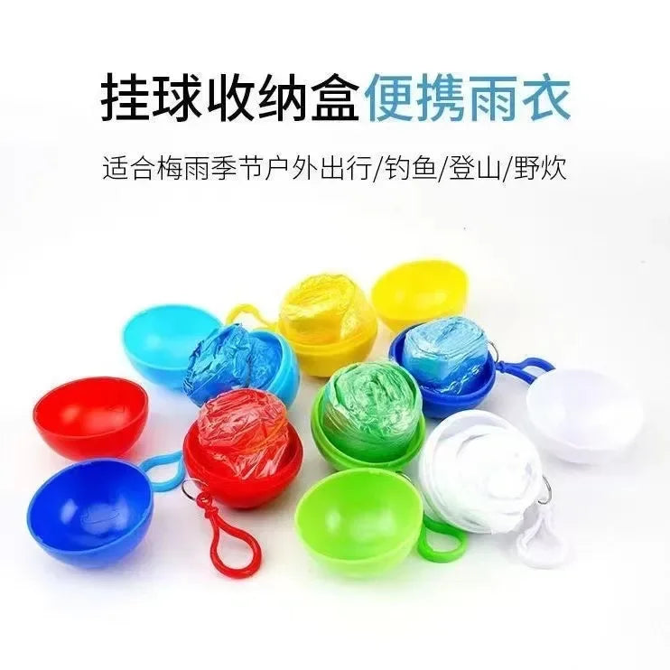 5Pcs Mini Portable Raincoats Ball Colorful Disposable Thicken Rain Ponchos Emergency Waterproof Rainwear Cape Keyring Balls