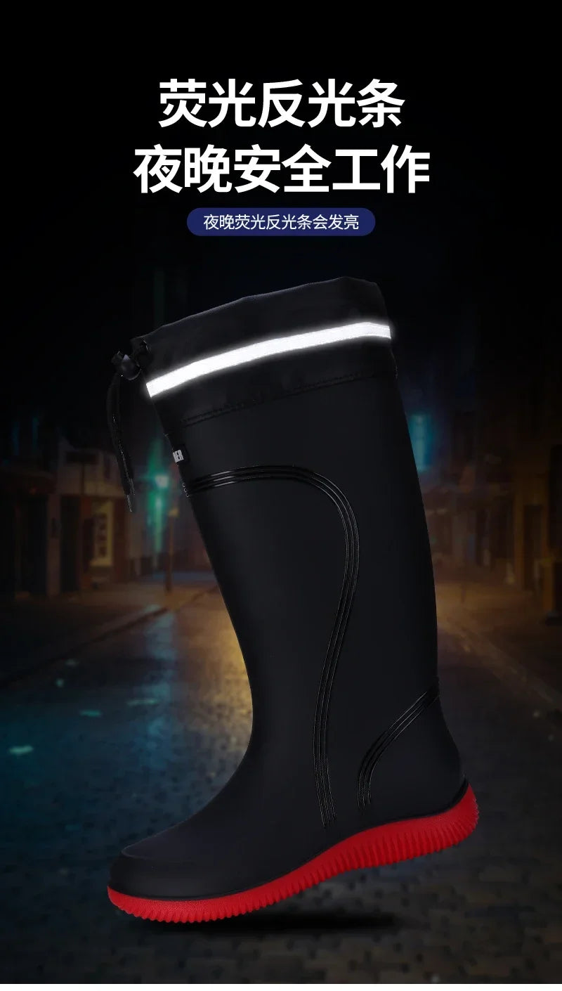 Men's Women's High-End Rain Boots Closed Rainproof and Waterproof Short and Mid.Calf Length Non-Slip Drawstring Rubber Boots