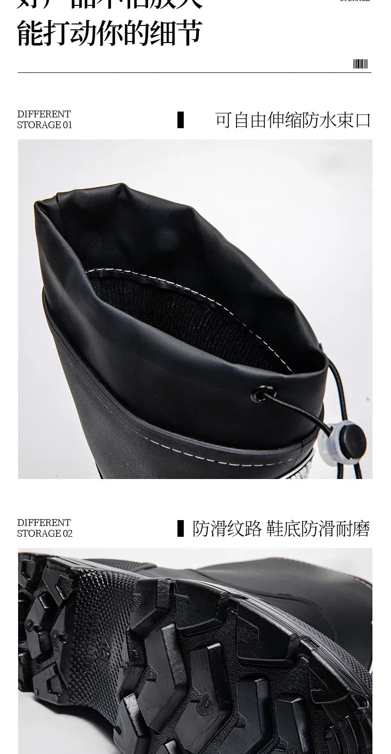 Men's Mid-calf Rain Boots.  New Style. Fashionable Mid-calf Outdoor Slip-resistant Water Shoes. Lightweight and Waterproof