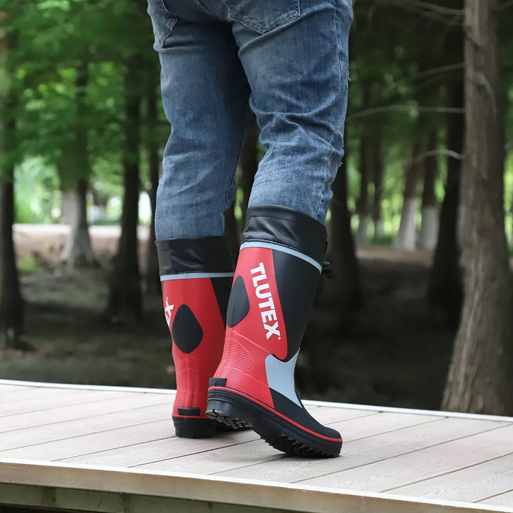 Men's Spring Summer New Mid-High Tube Breathable Rubber Warm Waterproof Faionable Comfortable Anti-Slip Rain Boots