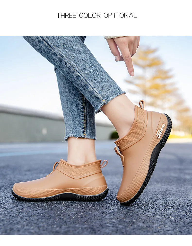 Leisure thick soled waterproof outdoor wear-resistant women's short tube water shoes daily casual rain boots