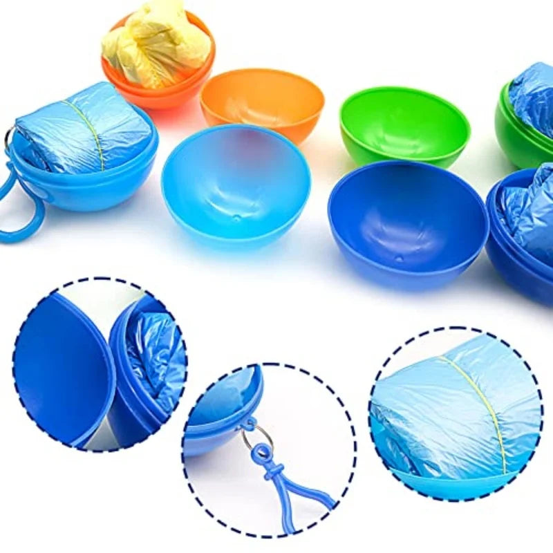 3/5/7pcs portable raincoat balls, disposable thickened raincoats with spherical storage boxes, suitable for hiking and camping,