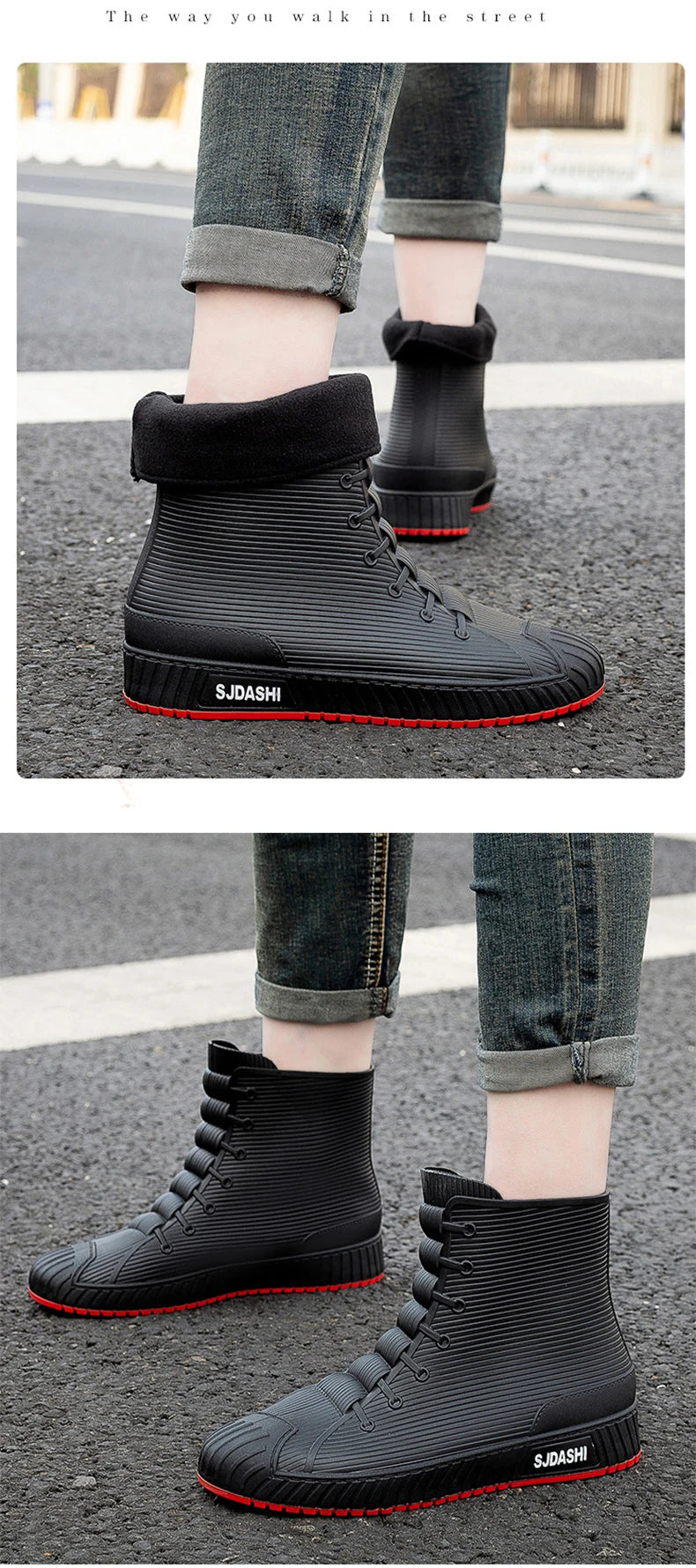 Rain Boots For Men Women Summer Casual Mid-calf Waterproof Shoes Winter Lining With Fleece Warm Anti-slip Wear-resistant Outdoor