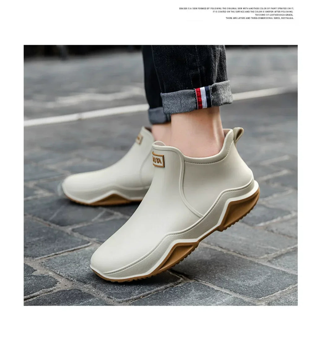 Fashionable Men & Women’s Ankle Rain Boots Anti-Slip Waterproof Shoes Work Boots Suitable For Summer & Winter Rainy & Snowy Day