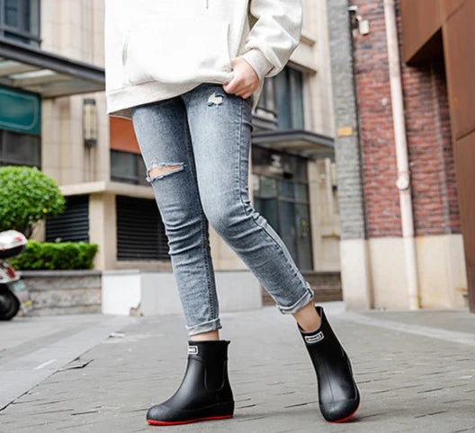 Winter Big Size Warm Waterproof Fleece-lined Short Men's Rain Boots Chef Kitchen Rainy Day Adult Without Lacing Mud Male Shoes