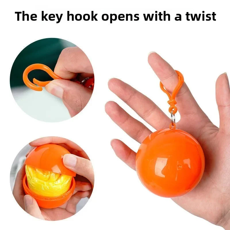 5Pcs Mini Portable Raincoats Ball Colorful Disposable Thicken Rain Ponchos Emergency Waterproof Rainwear Cape Keyring Balls