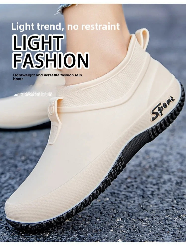 German Sle Women's Rain Boots Anti-Slip Low Cut ort Tube Kitchen Workwear Resistant to Wear Waterproof PVC oes