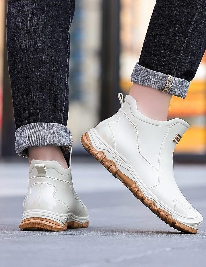 Big Size Waterproof Rain Boots for Men High Quality Ankle Wellies Designer Without Lacing New Wide Toes Original Adult Man Shoes