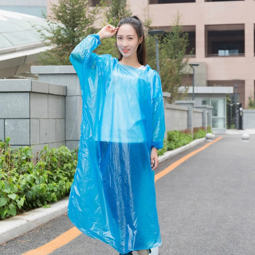 1pc Disposable Rain Ponchos Emergency Raincoat with Hood Clear Raincoat for Men Women Traveling Outdoor Camping Hiking Walking