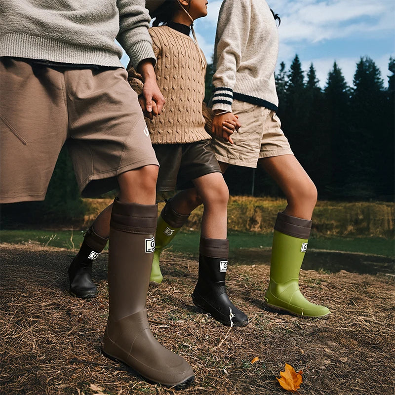 Fashionable Man&Women's Short Sleeve Rain Shoes  Non-slip Rain Boots Fleece Lined For Adults outdoor Work Shoes