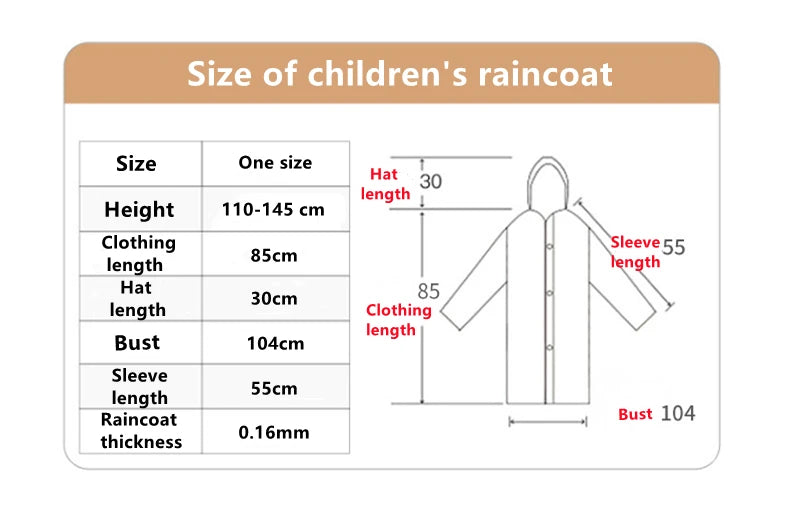 Children Rain Poncho Non-Disposable Travel Rain Gear Coat Outdoor Hiking Accessories Child Raincoat Kids Rainwear Waterproof